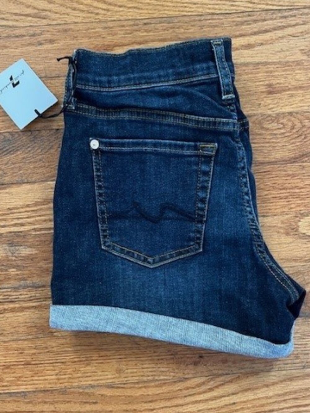 NWT - 7 For All Mankind Mid Roll Short Emerald Blue, Size 23 - Picture 3 of 7